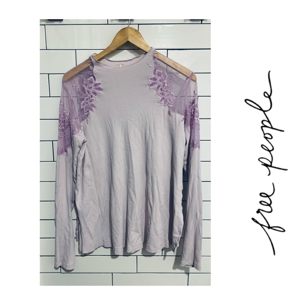 Lace-Detail Long Sleeve Blouse - Light Pink - Picture 4 of 6
